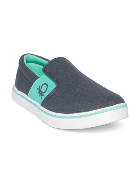 

United Colors of Benetton Men Charcoal Grey Slip-On Sneakers