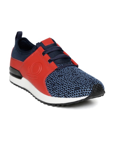 

United Colors of Benetton Men Red & Blue Colourblocked Sneakers