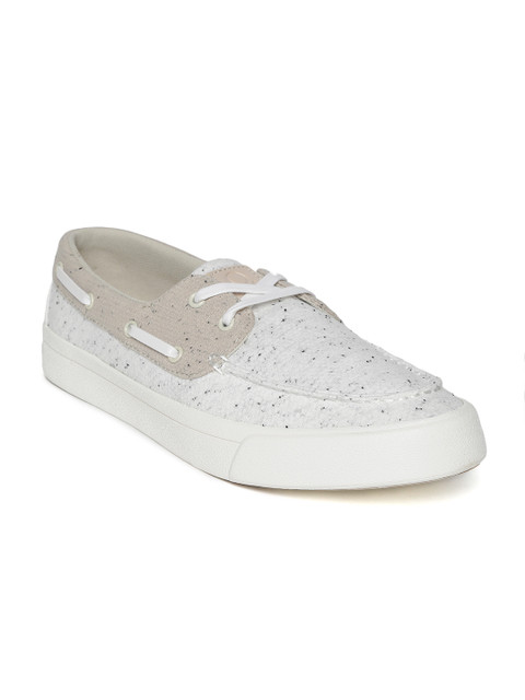 

United Colors of Benetton Men Grey Melange & Beige Colourblocked Boat Shoes