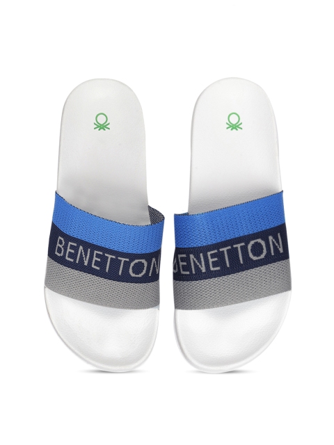 

United Colors of Benetton Men Grey & Blue Colourblocked Sliders