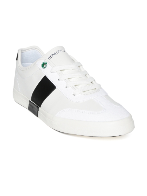 

United Colors of Benetton Men White & Black Colourblocked Sneakers