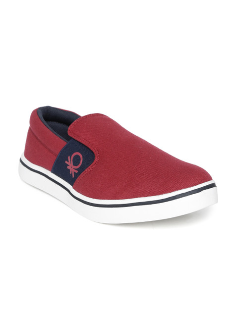 

United Colors of Benetton Men Maroon Slip-On Sneakers
