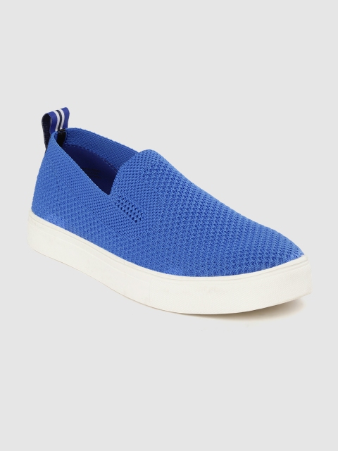 

United Colors of Benetton Men Blue Woven Design Slip-On Sneakers