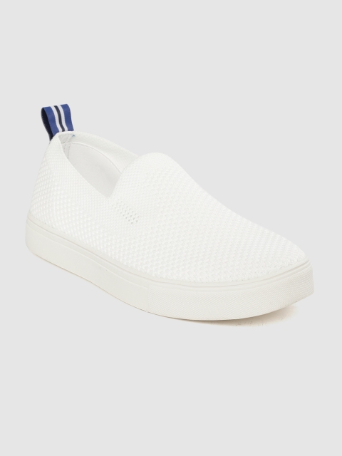 

United Colors of Benetton Men White Woven Design Slip-On Sneakers