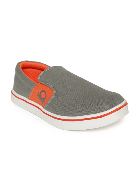

United Colors of Benetton Men Grey Slip-On Sneakers