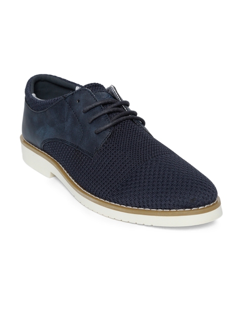 

United Colors of Benetton Men Navy Blue Woven Design Derbys