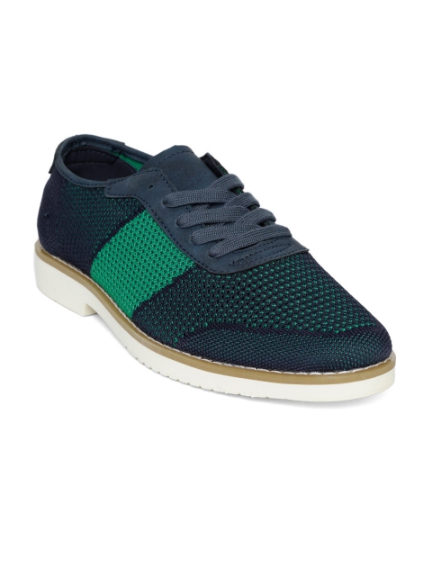 

United Colors of Benetton Men Navy Blue & Green Colourblocked Sneakers