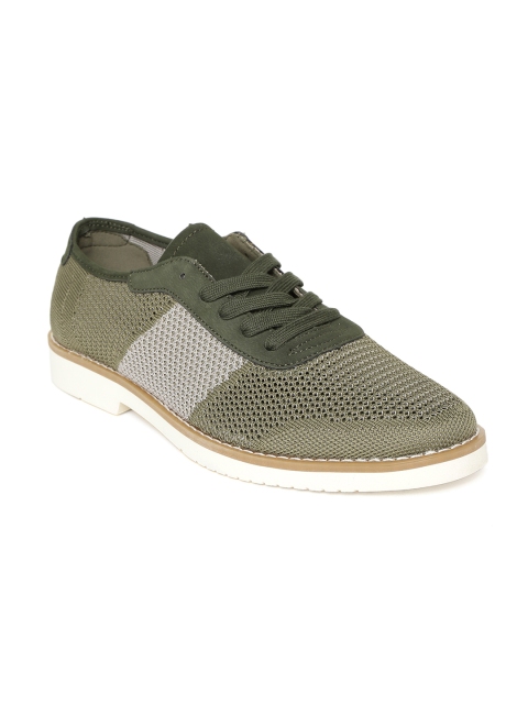 

United Colors of Benetton Men Olive Green & Grey Colourblocked Sneakers