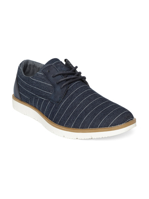 

United Colors of Benetton Men Navy Striped Denim Derbys, Navy blue