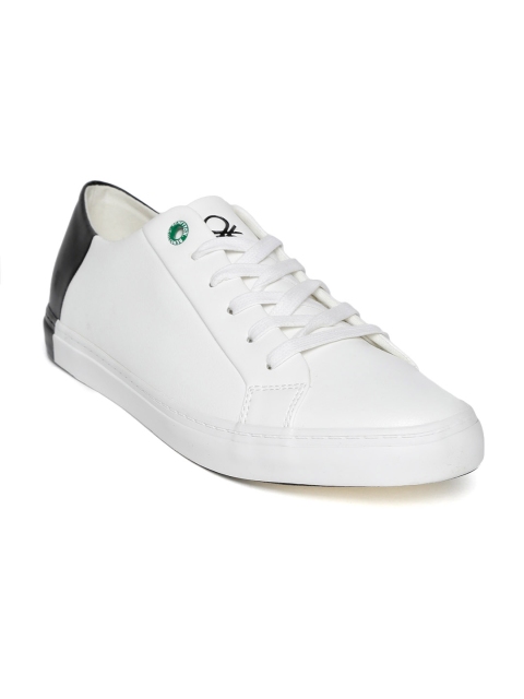 

United Colors of Benetton Men White & Black Colourblocked Sneakers