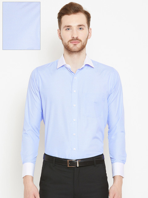 

Shaftesbury London Men Blue & White Slim Fit Checked Formal Shirt