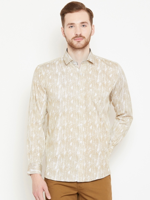 

Shaftesbury London Men Beige & Off-White Smart Slim Fit Printed Casual Shirt