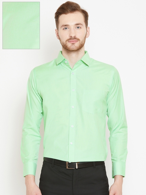 

Shaftesbury London Men Green Smart Slim Fit Solid Formal Shirt