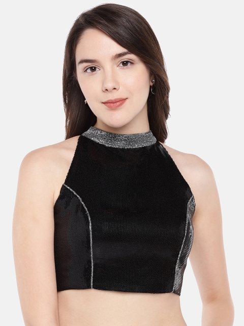 

JustB Women Black Solid Ready Made Saree Blouse