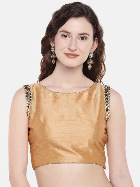 

JustB Gold Padded Slub Silk Blouse