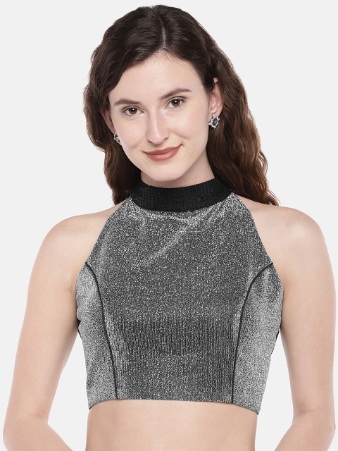 

JustB Silver black Lurex Shimmer Blouse with sequins