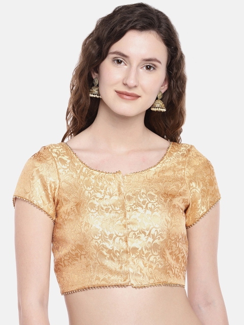

JustB Gold Padded banarasi floral jamawar Blouse