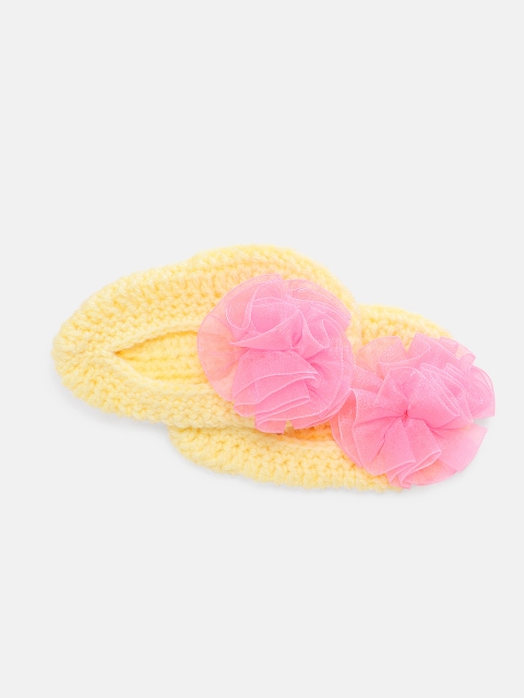 

Magic Needles Girls Yellow Handmade Knit Crochet Woolen Booties