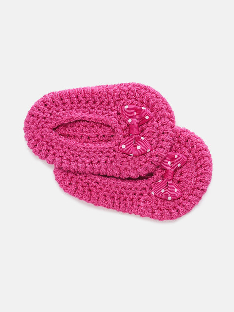 

Magic Needles Girls Pink Handmade Knit Crochet Woolen Booties