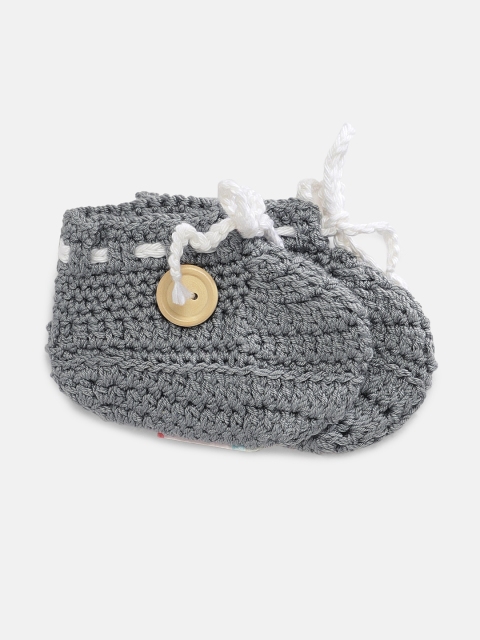 

Magic Needles Boys Grey Handmade Knit Crochet Woolen Booties