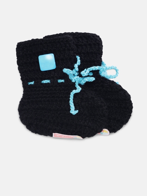 

Magic Needles Boys Black Handmade Knit Crochet Woolen Booties