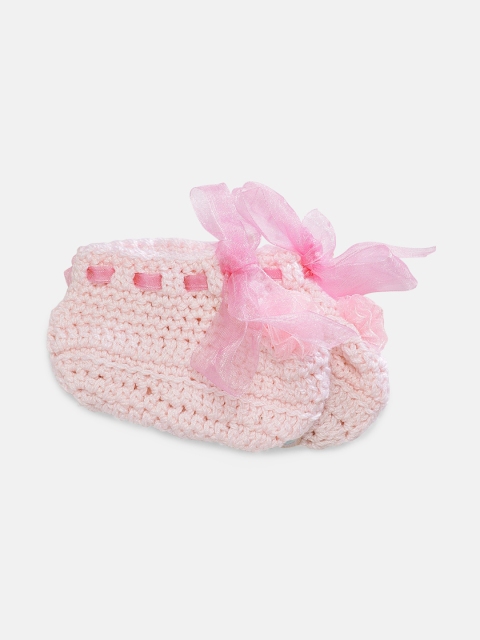 

Magic Needles Girls Pink Handmade Knit Crochet Woolen Booties