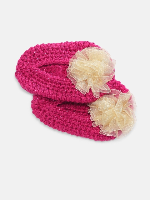 

Magic Needles Girls Pink Woolen Handmade Knit Crochet Booties