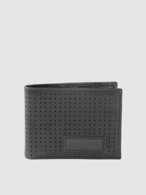 

Being Human Men Black Perforated Leather Two Fold Wallet