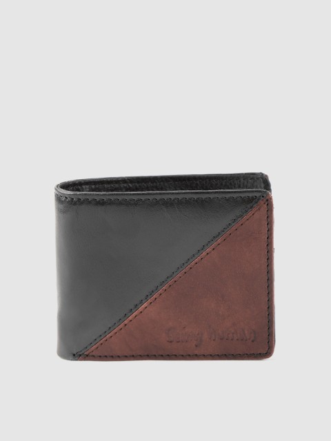 

Being Human Men Black & Brown Leather Colourblocked Two Fold Wallet