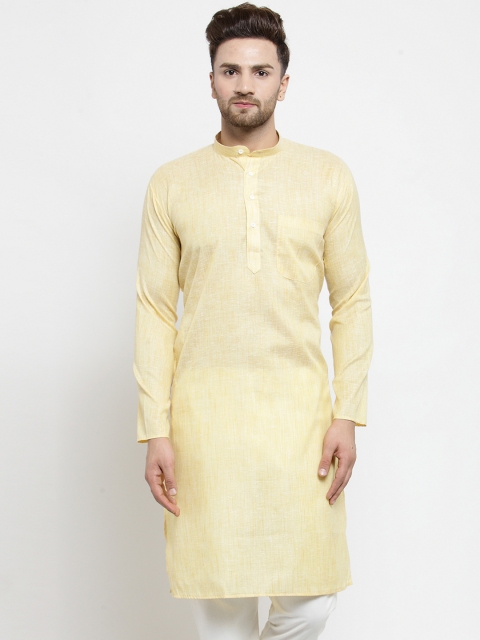 

Jompers Men Yellow Solid Straight Kurta
