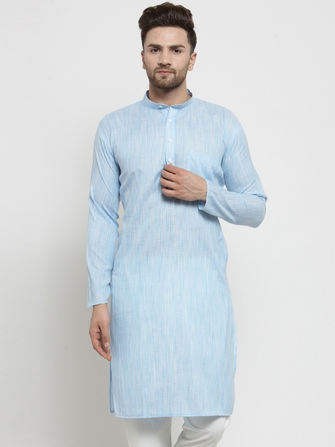 

Jompers Men Blue Solid Straight Kurta