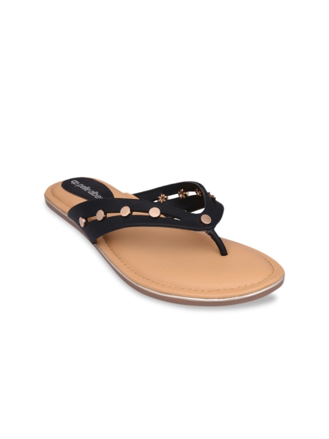 

pelle albero Women Black Solid Open Toe Flats