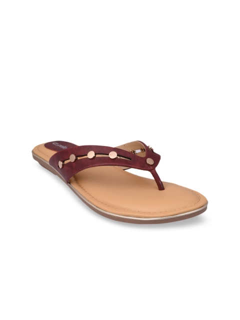 

pelle albero Women Maroon Solid Open Toe Flats