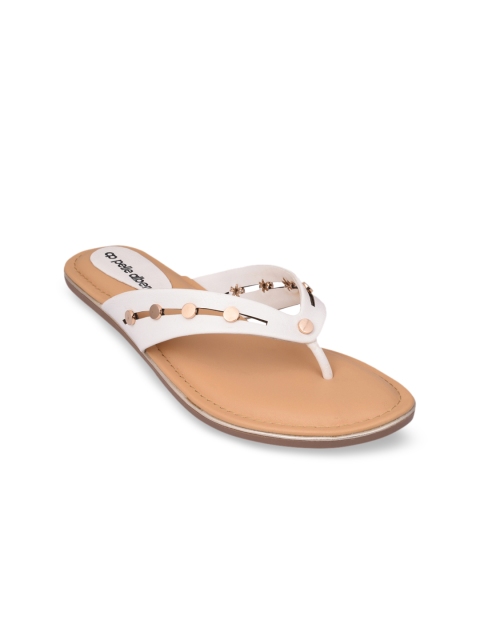 

pelle albero Women White Solid Open Toe Flats