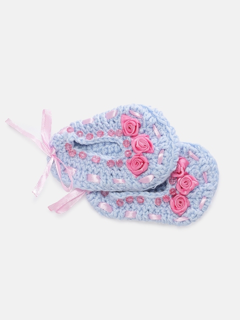 

Magic Needles Girls Blue Handmade Knit Crochet Woolen Booties