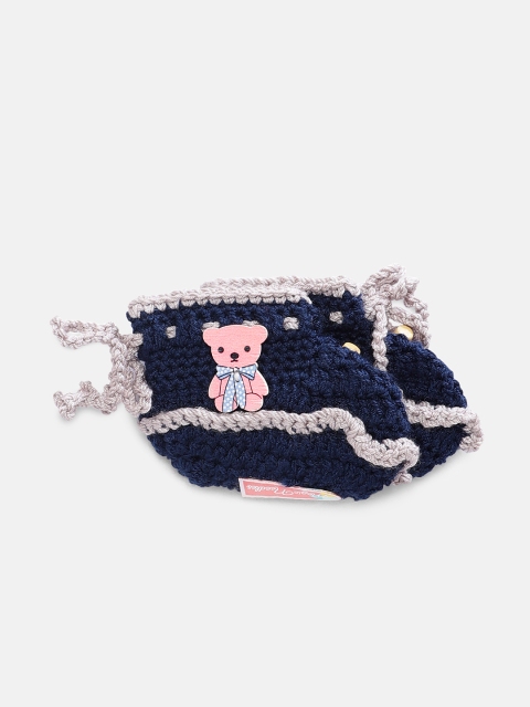 

Magic Needles Boys Navy Blue Handmade Knit Crochet Woolen Booties