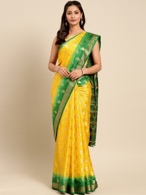 

MIMOSA Mustard Art Silk Embellished Kanjeevaram Saree