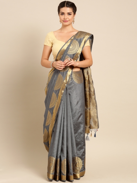 

MIMOSA Charcoal Grey Art Silk Woven Design Kanjeevaram Saree