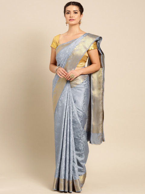 

MIMOSA Grey Art Silk Woven Design Kanjeevaram Saree