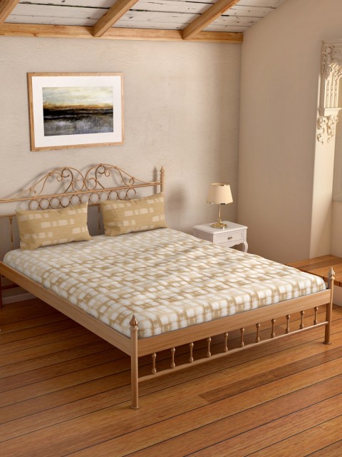 

SPACES Brown Abstract 210 TC Cotton 1 King Bedsheet with 2 Pillow Covers