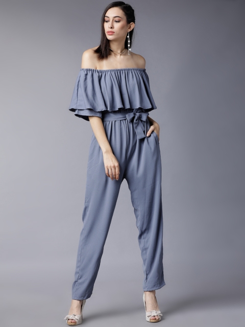 

Tokyo Talkies Grey Solid Basic Jumpsuit