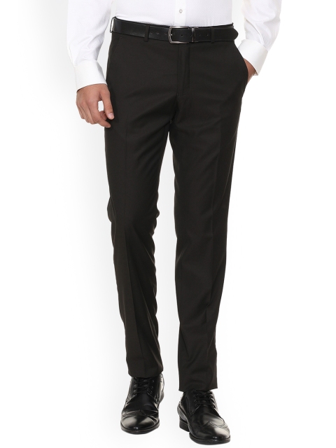 

Van Heusen Men Black Slim Fit Self Design Formal Trousers