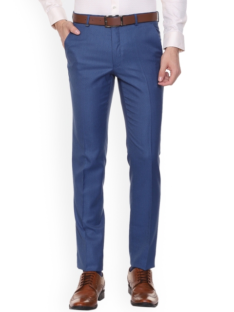 

Van Heusen Men Blue Slim Fit Self Design Formal Trousers