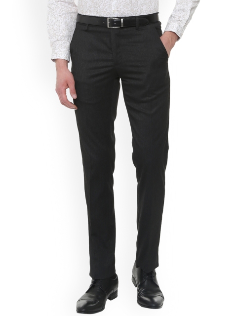

Van Heusen Men Black Slim Fit Solid Formal Trousers