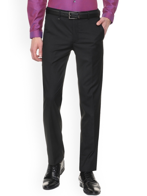 

Van Heusen Men Black Slim Fit Solid Formal Trousers