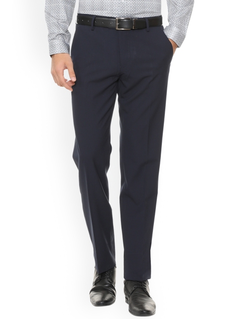 

Van Heusen Men Navy Blue Slim Fit Solid Formal Trousers