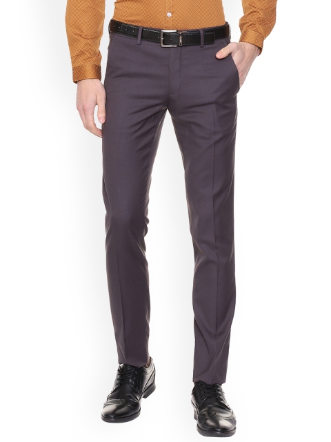 

Van Heusen Men Grey Slim Fit Self Design Formal Trousers