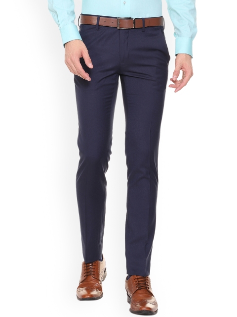 

Van Heusen Men Navy Blue Slim Fit Self Design Formal Trousers