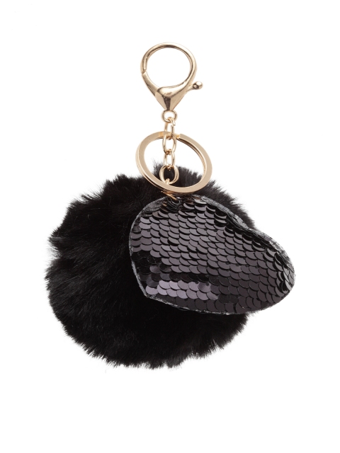 

Stoln Girls Black Pom-Pom & Sequinned Heart-Shaped Keychain