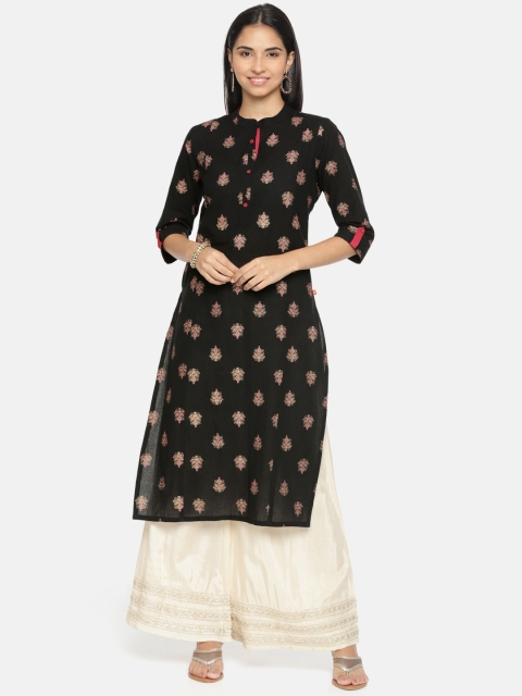 

Alena Women Black Printed Straight Kurta